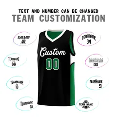 Black Kelly Green U-shaped Side Pattern Double Side Basketball Jersey 4