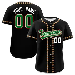 Black Kelly Green White Graffiti Mexican Style Baseball Jersey 1