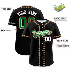 Black Kelly Green White Graffiti Mexican Style Baseball Jersey 3