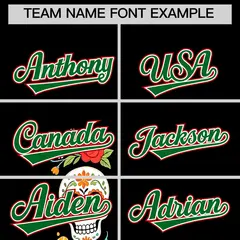Black Kelly Green White Graffiti Mexican Style Baseball Jersey 4