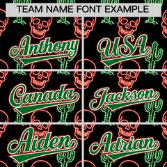 Black Kelly Green White Graffiti Mexican Style Baseball Jersey 4