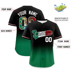 Black Kelly Green White Graffiti Mexican Style Baseball Jersey 3