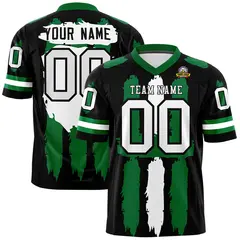 Black Kelly Green White Graffiti Pattern Flag Football Jersey