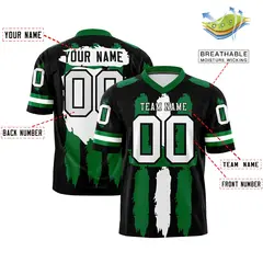 Black Kelly Green White Graffiti Pattern Flag Football Jersey 2