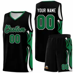 Black Kelly Green White Graffiti Side Curve Basketball Jersey Sets 1