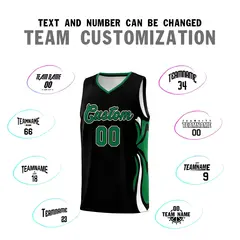 Black Kelly Green White Graffiti Side Curve Basketball Jersey Sets 4