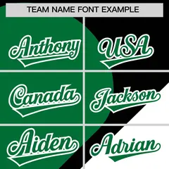 Black Kelly Green-White Half Heart Color Block Baseball Jersey 3
