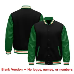 Black Kelly Green White Orange Varsity Full-Snap Letterman Jacket 5