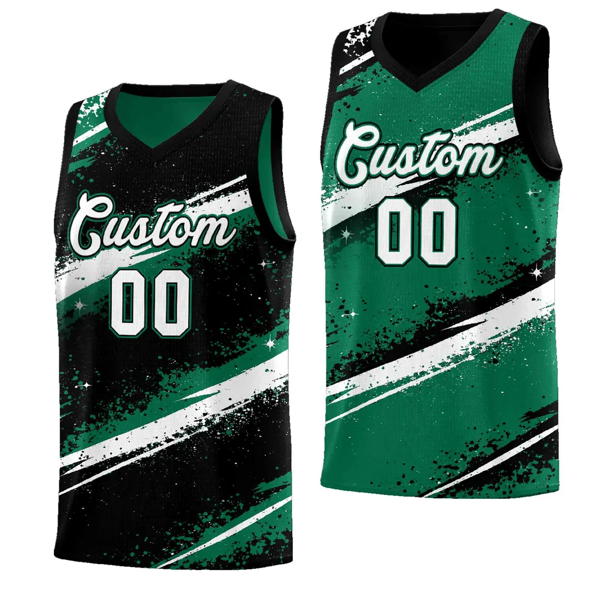 Black Kelly Green White Reversible Basketball Jersey Stellar Strike Series
