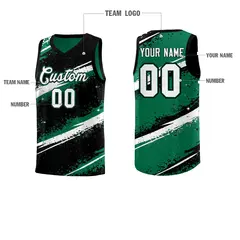 Black Kelly Green White Reversible Basketball Jersey Stellar Strike Series 4