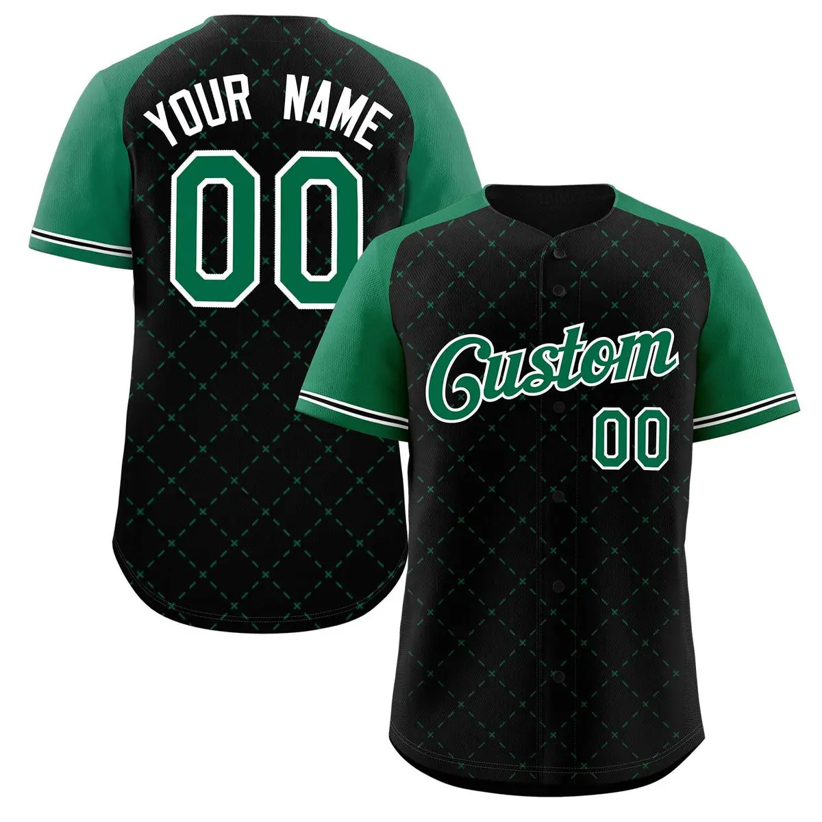 Black Kelly Green-White Rhombus Authentic Baseball Jersey