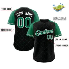 Black Kelly Green-White Rhombus Authentic Baseball Jersey 2