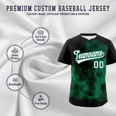 Black Kelly Green White Skeleton Graffiti Baseball Jersey 4
