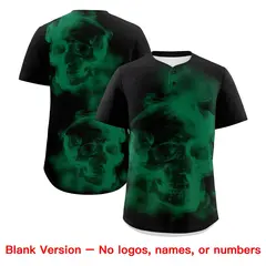 Black Kelly Green White Skeleton Graffiti Baseball Jersey 8