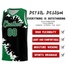 Black Kelly Green-White Sparkle Pattern Basketball Kits 2