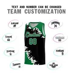 Black Kelly Green-White Sparkle Pattern Basketball Kits 4
