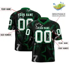 Black Kelly Green-White Star Graffiti Pattern Football Jersey 2