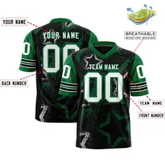 Black Kelly Green-White Star Pattern Football Jersey 2