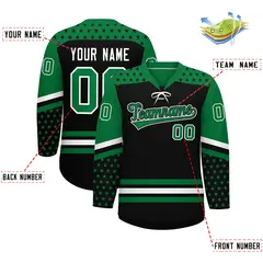 Black Kelly Green White Star Series Lace-Up Neck Hockey Jersey 2