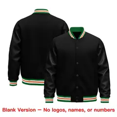 Black Kelly Green White Varsity Jacket Faux Leather Sleeves 6