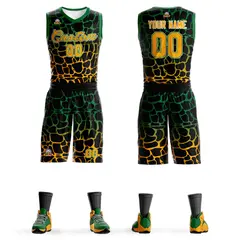 Black Kelly Green-Yellow Spotted Graffiti Basketball Jersey