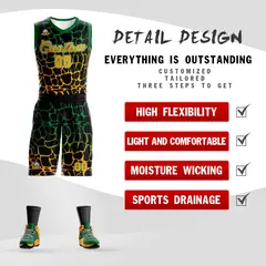 Black Kelly Green-Yellow Spotted Graffiti Basketball Jersey 2