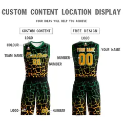 Black Kelly Green-Yellow Spotted Graffiti Basketball Jersey 3