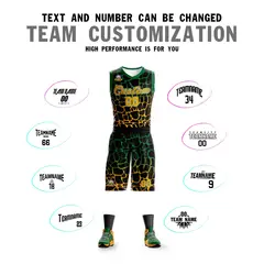 Black Kelly Green-Yellow Spotted Graffiti Basketball Jersey 4