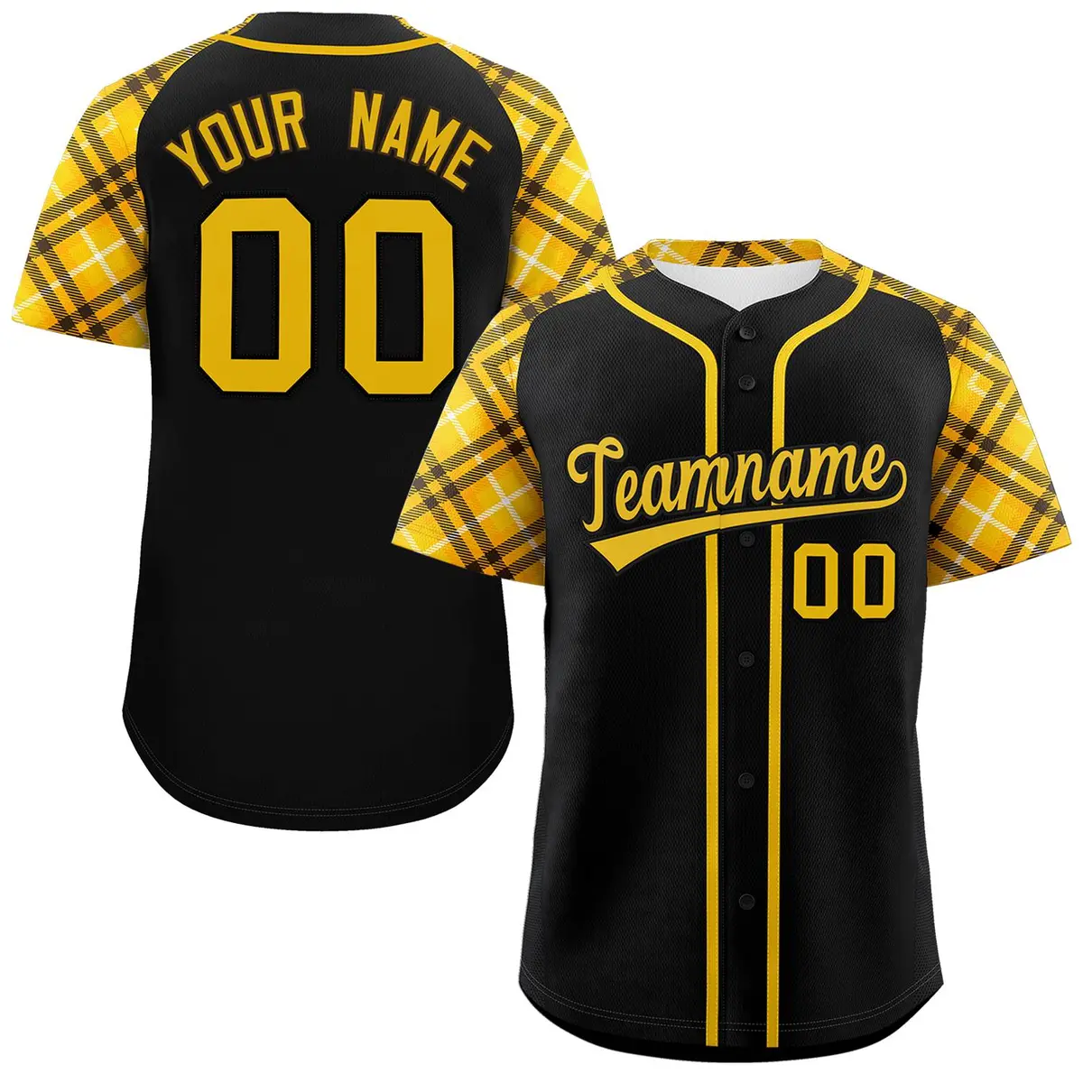 Black Khaki Brown Raglan Sleeves Authentic Baseball Jersey