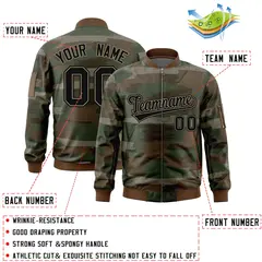 Black Khaki Camo Full-Zip Varsity Letterman Bomber Jacket 2