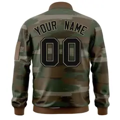 Black Khaki Camo Full-Zip Varsity Letterman Bomber Jacket 4
