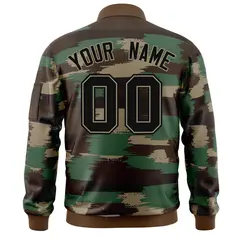 Black Khaki Camo Full-Zip Varsity Letterman Bomber Jacket 4