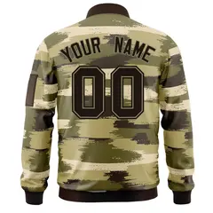 Black Khaki Camo Full-Zip Varsity Letterman Bomber Jacket 4