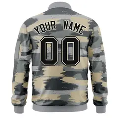 Black Khaki Camo Full-Zip Varsity Letterman Bomber Jacket 4