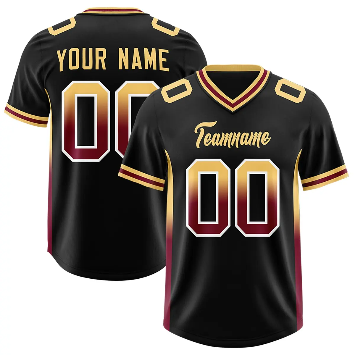 Black Khaki Cardinal Gradient Sides Football Jersey