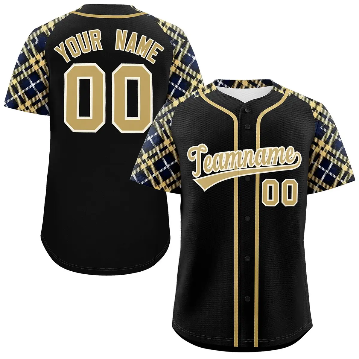 Black Khaki Cream Raglan Sleeves Authentic Baseball Jersey