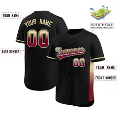 Black Khaki-Crimson Gradient Side Baseball Jersey 2
