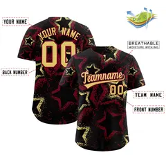 Black Khaki Crimson Graffiti Star Ink Baseball Jersey 2