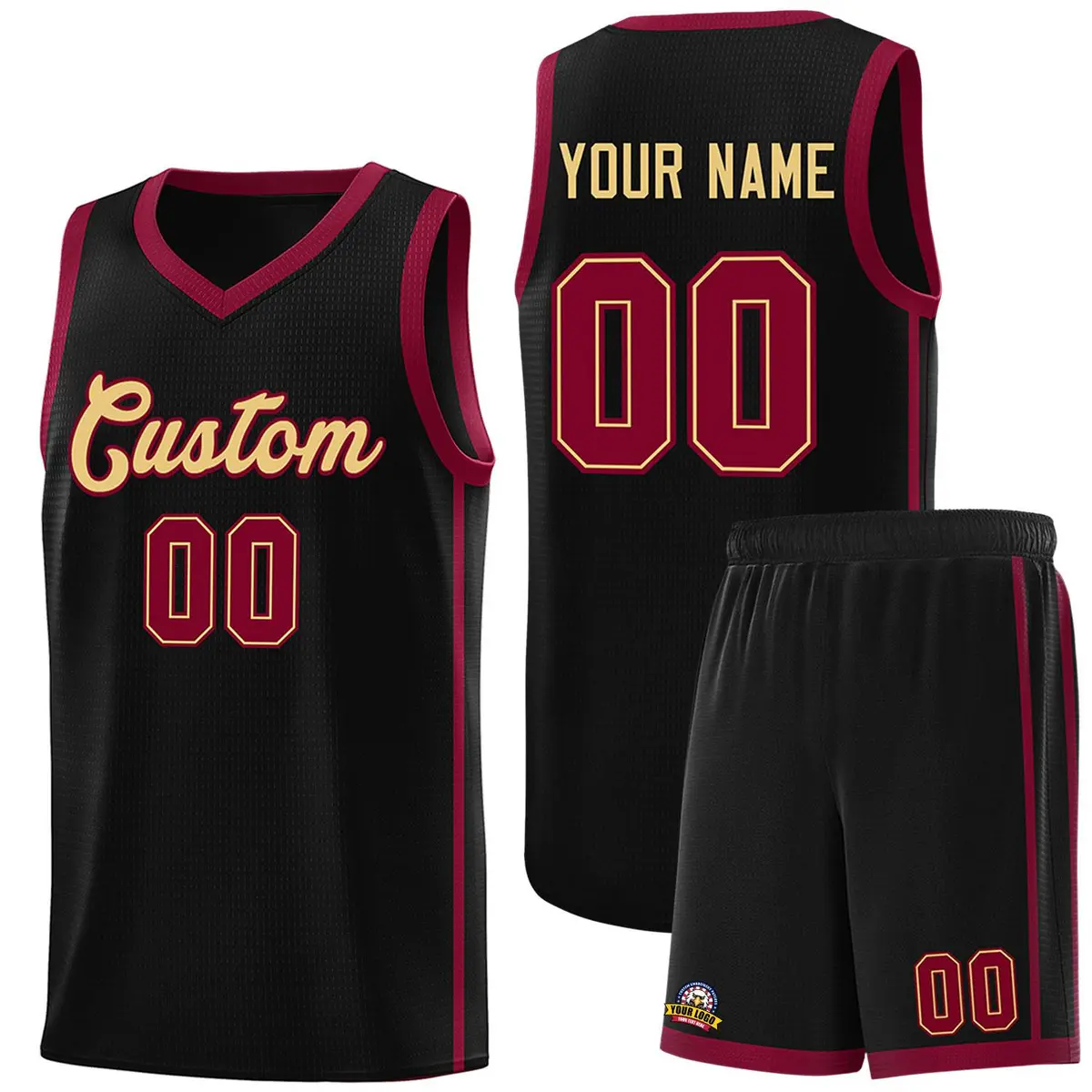 Black Khaki-Crimson Orange Side Two Bars Basketball Jersey