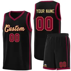 Black Khaki-Crimson Orange Side Two Bars Basketball Jersey