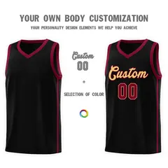 Black Khaki-Crimson Orange Side Two Bars Basketball Jersey 3