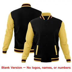 Black Khaki Crimson Raglan Sleeve Cotton Letterman Jacket 6