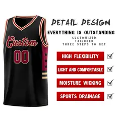 Black Khaki-Crimson Star Pattern Sports Basketball Jersey 4