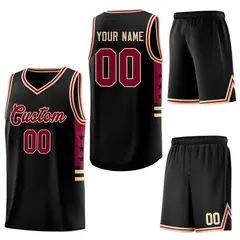 Black Khaki-Crimson Star Pattern Sports Basketball Jersey 5