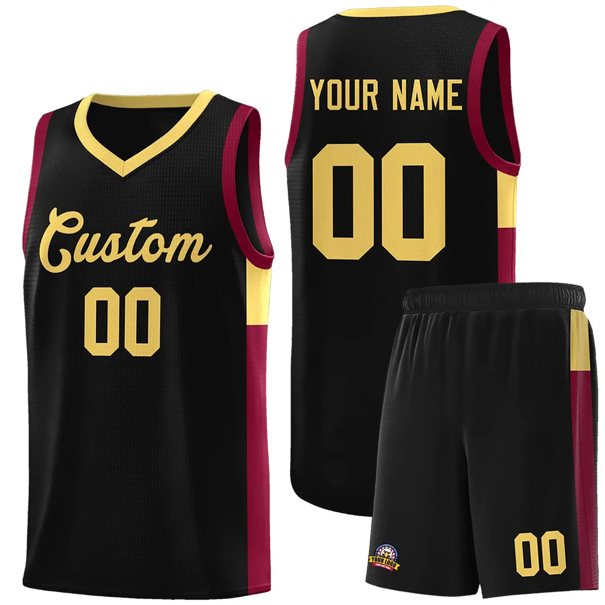 Black Khaki-Crimson Two-Tone Classic Basketball Jersey