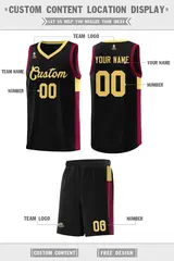 Black Khaki-Crimson Two-Tone Classic Basketball Jersey 2