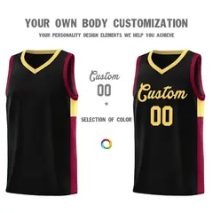 Black Khaki-Crimson Two-Tone Classic Basketball Jersey 3