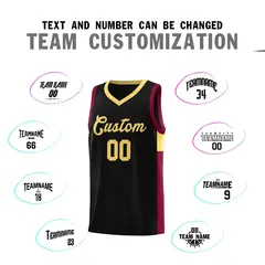 Black Khaki-Crimson Two-Tone Classic Basketball Jersey 4