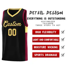 Black Khaki-Crimson Two-Tone Classic Basketball Jersey 5