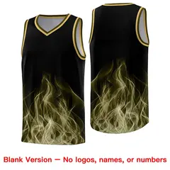 Black Khaki Flame Graffiti Printed Basketball Jersey 6